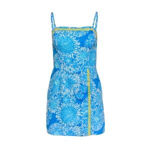 Lilly Pulitzer Blue Floral Vintage Style Jesse Romper Size 12 Large